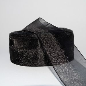 Стрічка з органзи 4,0 см, колір чорний