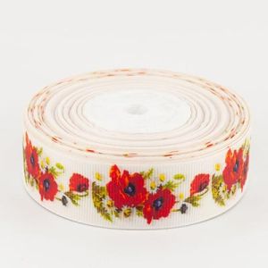 Стрічка репсова 2,5 см маки 22,5 м.