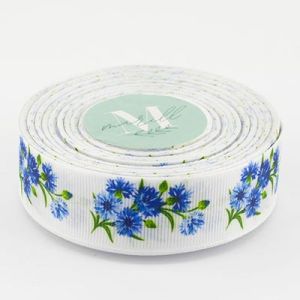 Стрічка репсова 2,5 см волошки 22,5 м