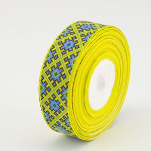 Стрічка репсова 2,5 см квадрат жовто-блакитний 20 м.