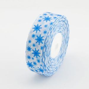 Стрічка репсова 2,5 см "Сніжинки" 20 м. біла