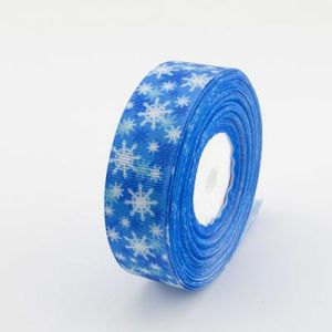 Лента репсовая 2,5 см "Снежинка" 20м. голубая