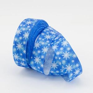 Лента репсовая 2,5 см "Снежинка" 20м. голубая