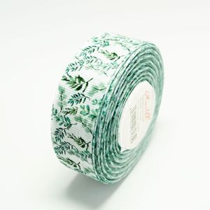 Стрічка репсова 2,5 см зелена гілочка D17625 22,5м.