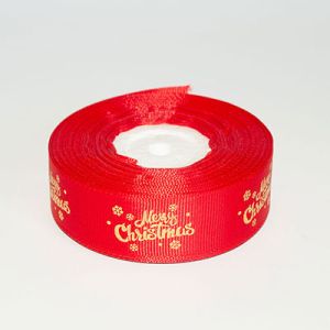 Лента репсовая новогодняя Merry Christmas 2,5 см. 22,5м. красная