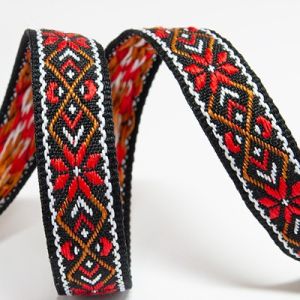Жаккардовая лента 1,2 см №801 украинский орнамент