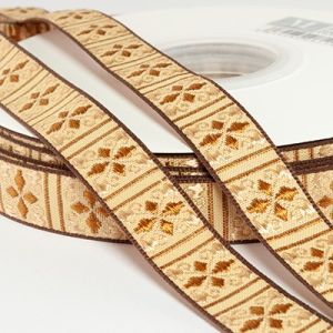 Жакардова стрічка 1,5 см №815 світло-коричневий хрестик
