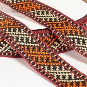 Жакардова стрічка 2,0 см №823 геометричний орнамент корчиневий